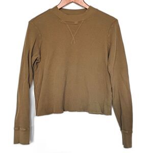 Mate the Label Cropped Thermal Waffle Shirt Women's M Layering Gorpcore Normcore